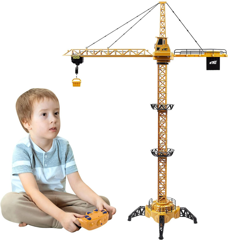 FORMIZON Ferngesteuerte Turmkran, 128 cm hohe 2,4 Hz Turmdrehkran, 6 Kanäle Tower Crane Elektrisch,