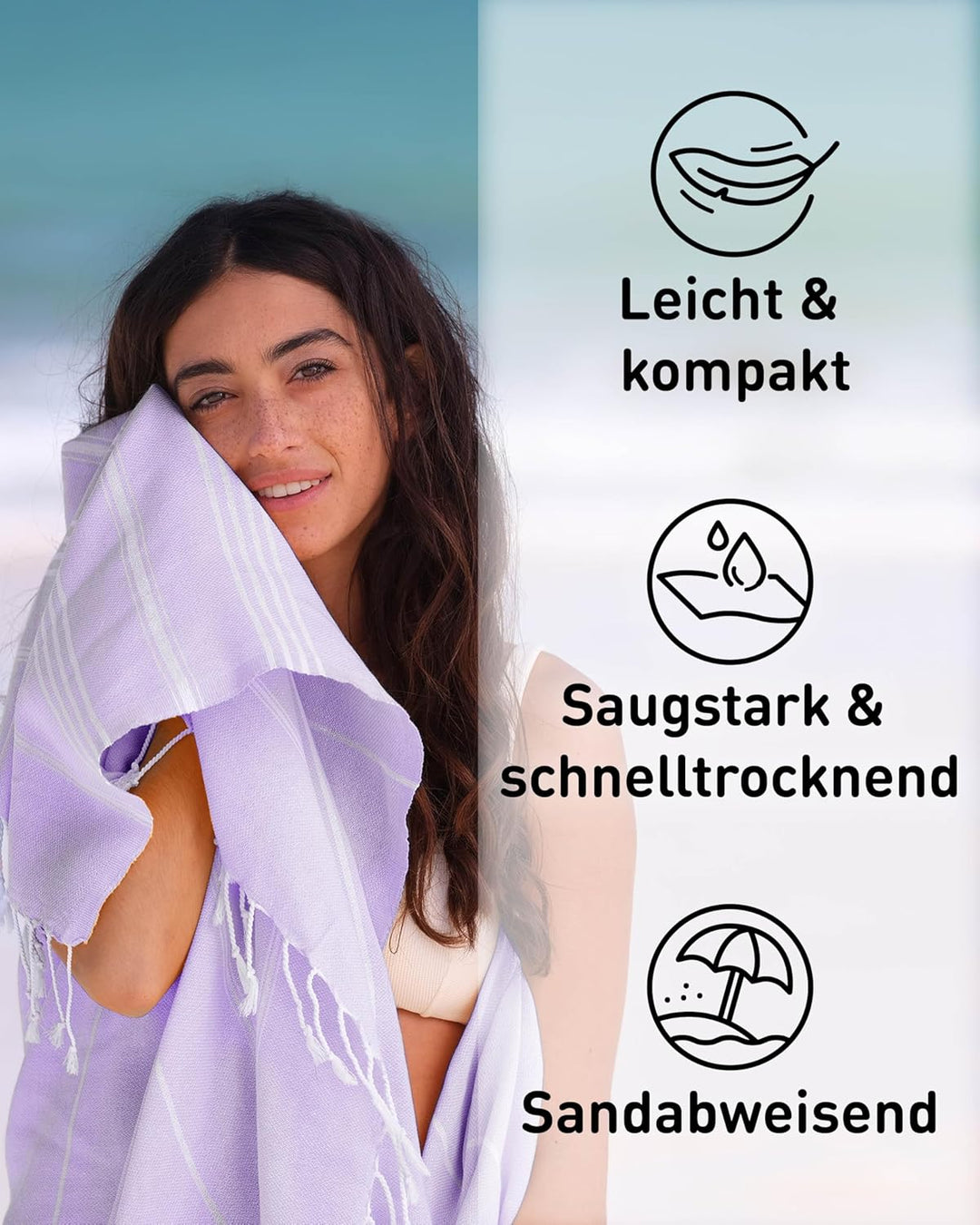 Fit-Flip Hamamtuch aus 100% Baumwolle – saugfähig und schnelltrocknend – türkisches Saunatuch, Stran