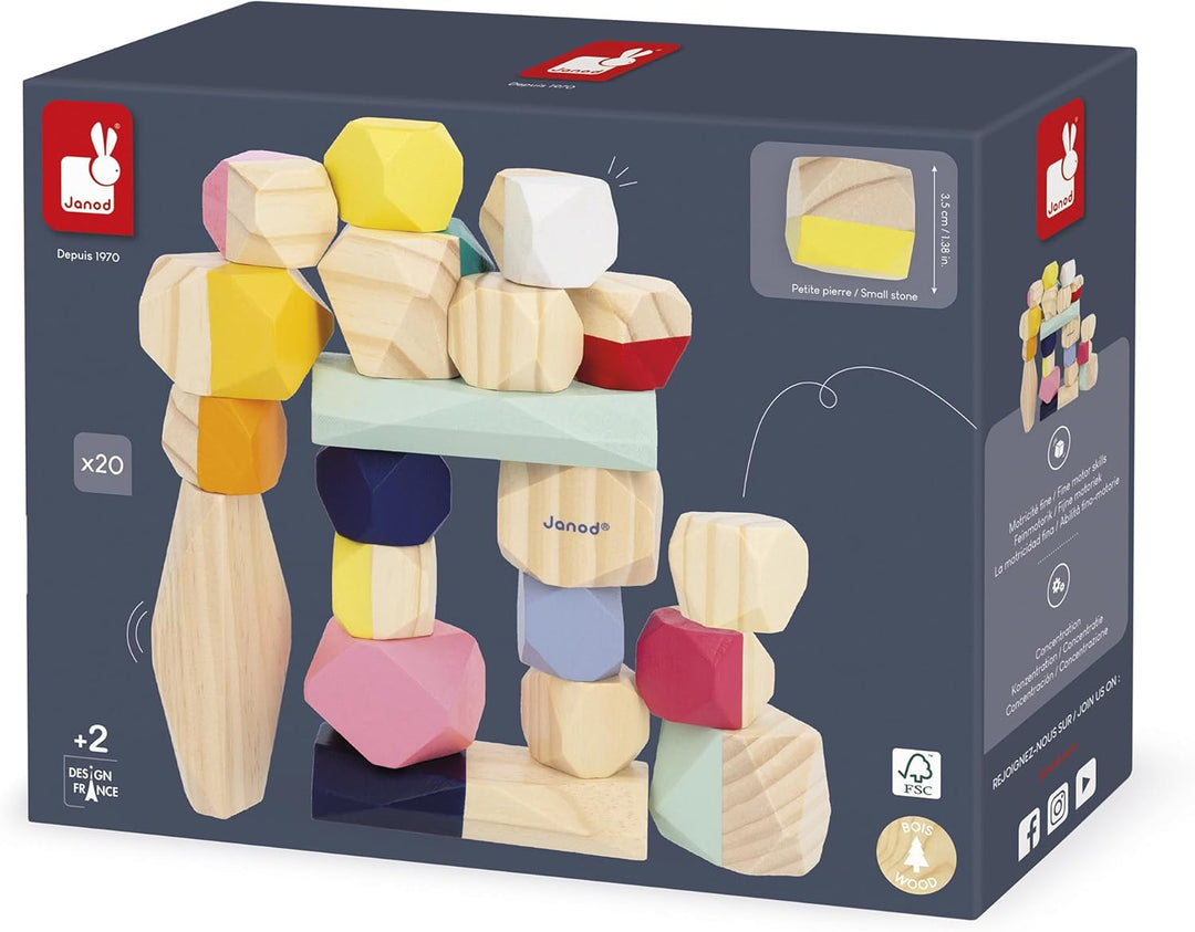 Janod - Bausteine aus Holz - Kollektion Sweet Cocoon - Baby- und Kleinkindspielzeug Farbe auf Wasser