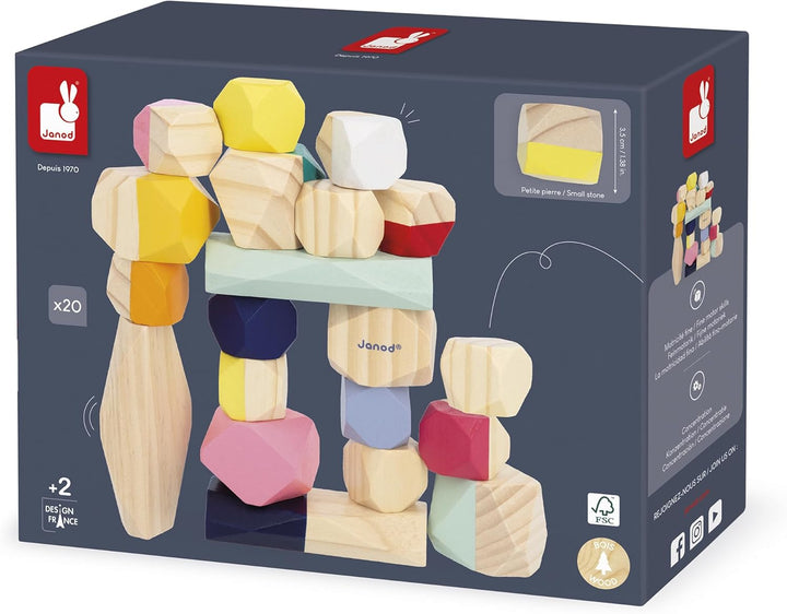 Janod - Bausteine aus Holz - Kollektion Sweet Cocoon - Baby- und Kleinkindspielzeug Farbe auf Wasser