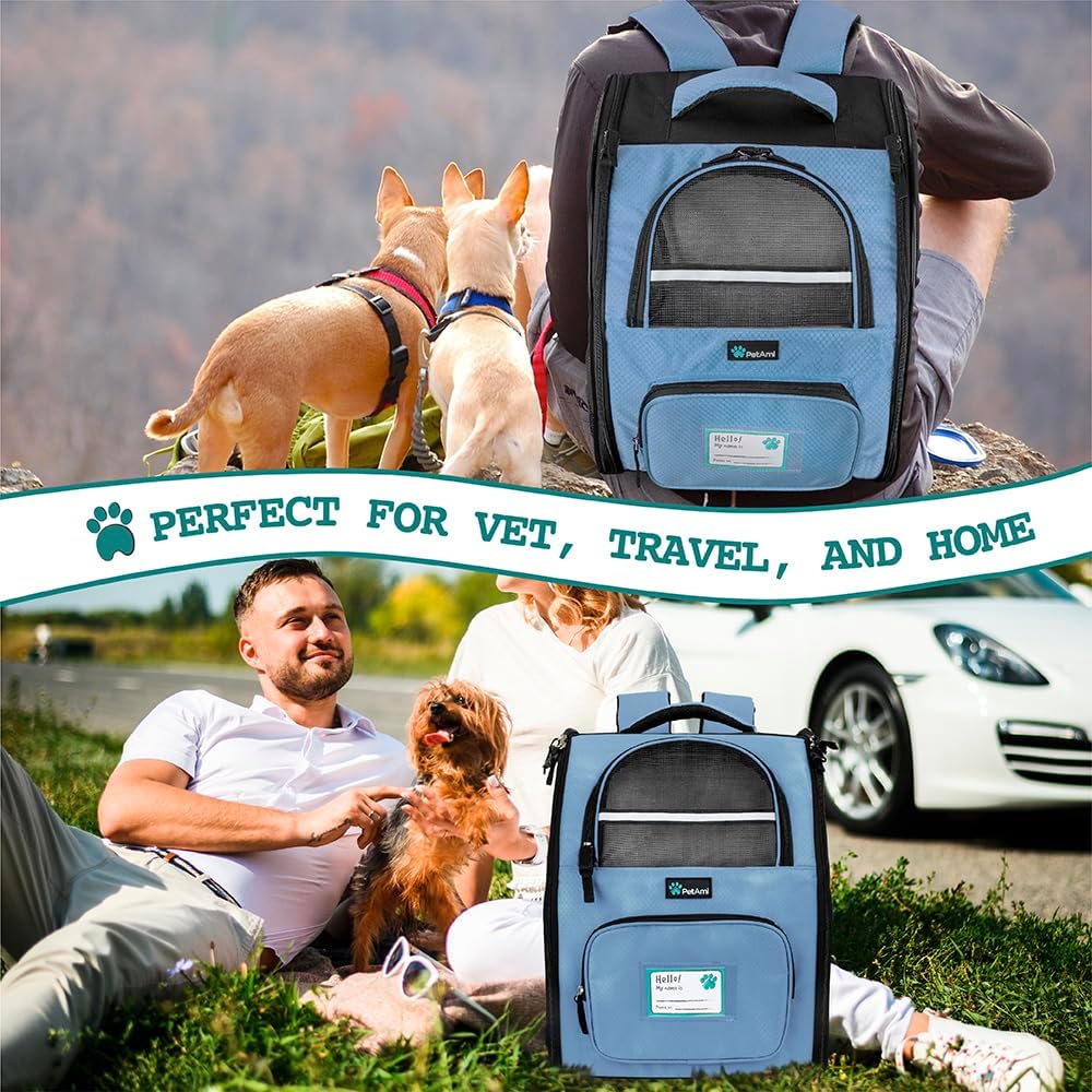 PetAmi Hunderucksack für kleine und grosse Katzen, Haustiere, Welpen, belüfteter Haustier-Wanderruck
