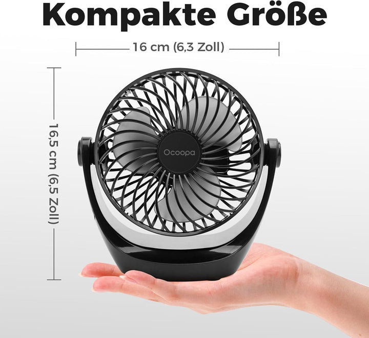OCOOPA USB Ventilator, Ventilator klein Tischventilator mit starkem Luftstrom und Leise Betrieb 3 Ge