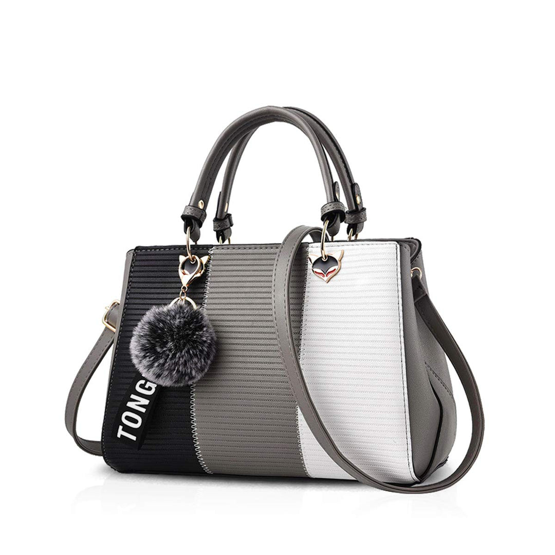 NICOLE & DORIS 2024 Neue Frauen Tasche Damen Leder Handtasche Mode Umhängetasche Mit Pompon abnehmba
