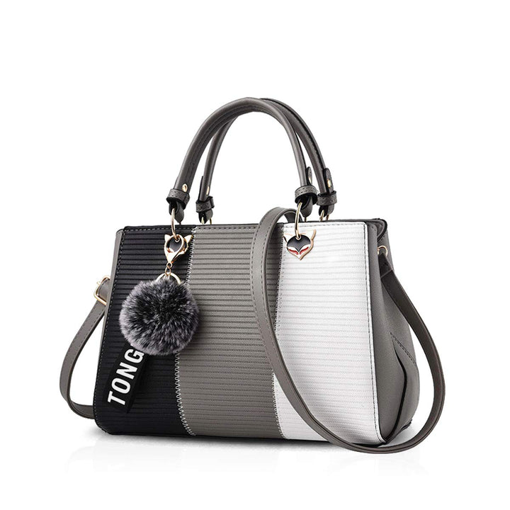 NICOLE & DORIS 2024 Neue Frauen Tasche Damen Leder Handtasche Mode Umhängetasche Mit Pompon abnehmba