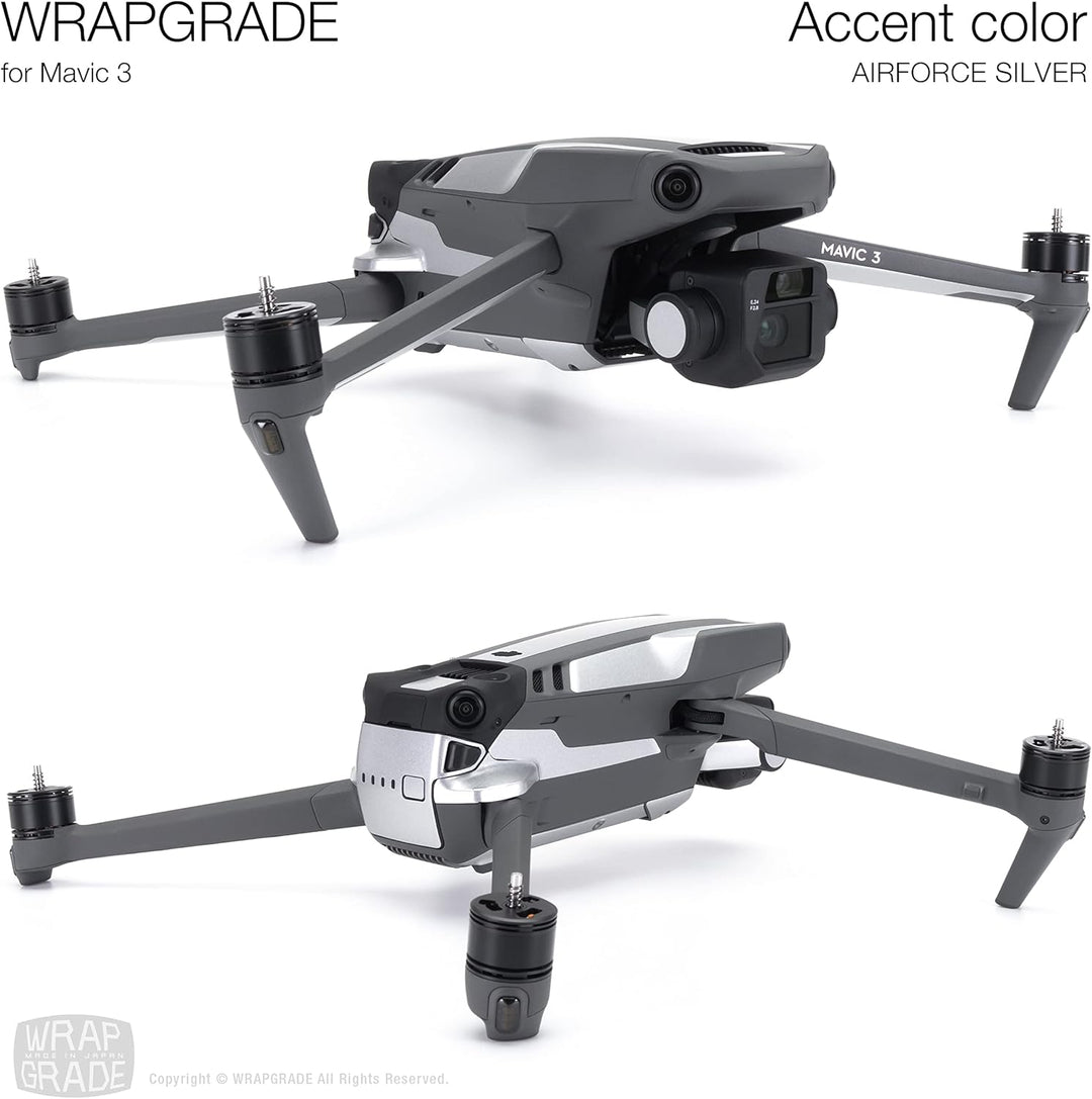 WRAPGRADE Skin Kompatibel mit Mavic 3 / Mavic 3 Classic | Accent Color (AIRFORCE SILVER), Airforce S