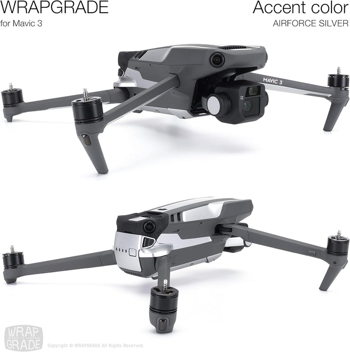 WRAPGRADE Skin Kompatibel mit Mavic 3 / Mavic 3 Classic | Accent Color (AIRFORCE SILVER), Airforce S