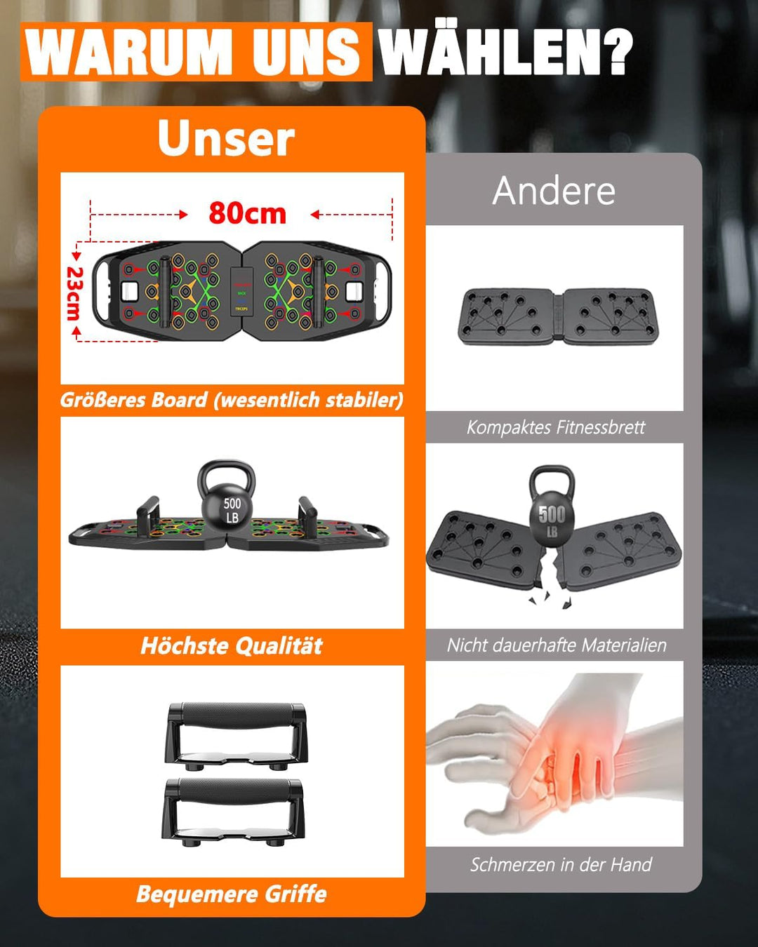 20 in 1 Liegestützbrett Schwarz,Foldable Multifunctional Home Training Fitness Equipment, Portable P