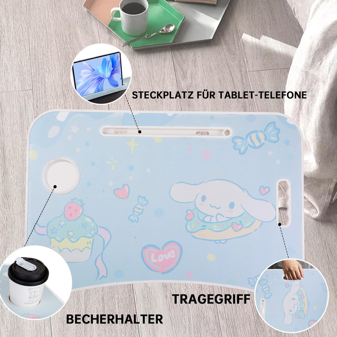 Laptop-Tisch Cartoon-Bilder,Tragbar Laptop Betttablett Tisch mit klappbaren Beinen & Getränkeschlitz