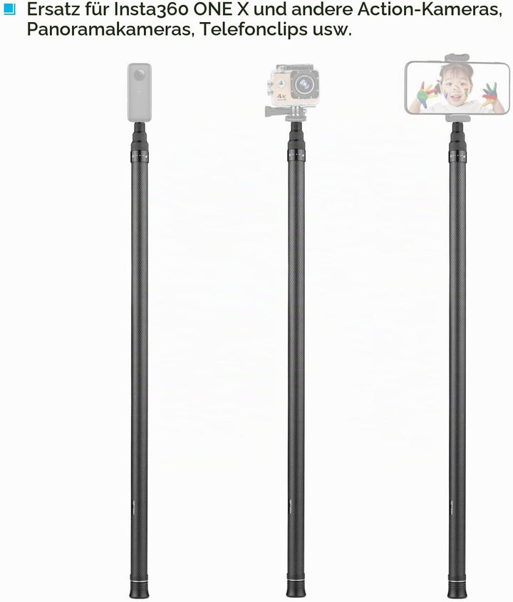 Camnoon 3 Meter / 9.8ft Kohlefaser Selfie Stick Einstellbare Verlängerungsstange mit 1/4 Zoll Schrau