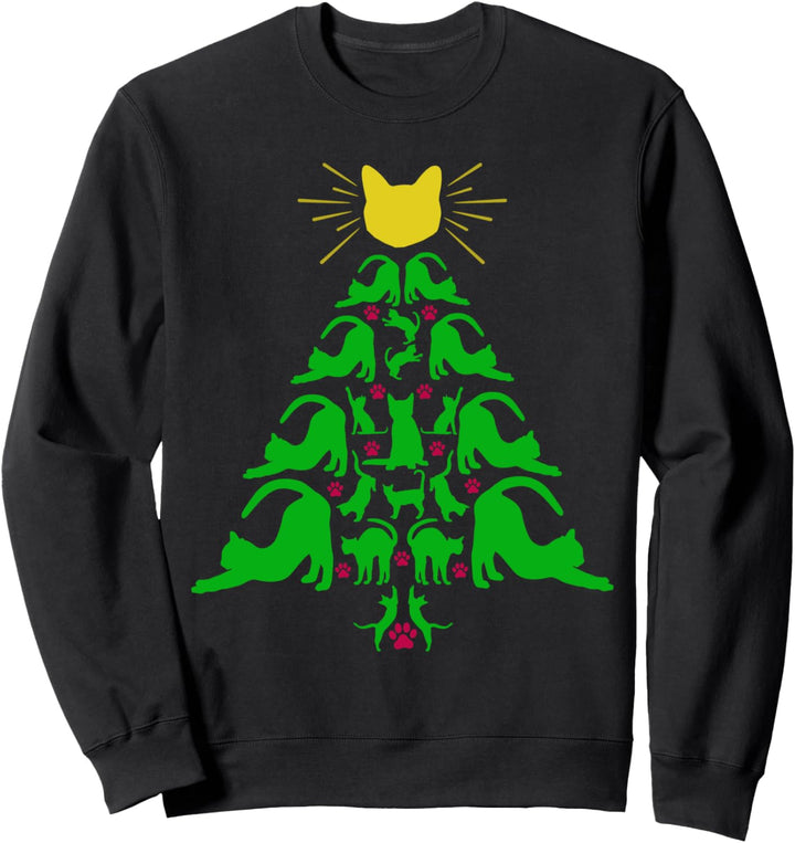 Katzen Weihnachten Lustig Miauen Weihnachtsbaum Katzen Sweatshirt