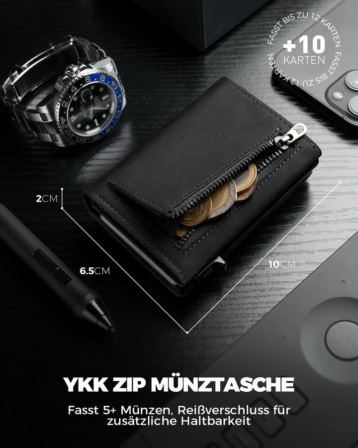 DODENSHA MagSnap Portmonee Herren I Slim Wallet mit Münzfach I Kreditkartenetui Geldbeutel für 10+ K