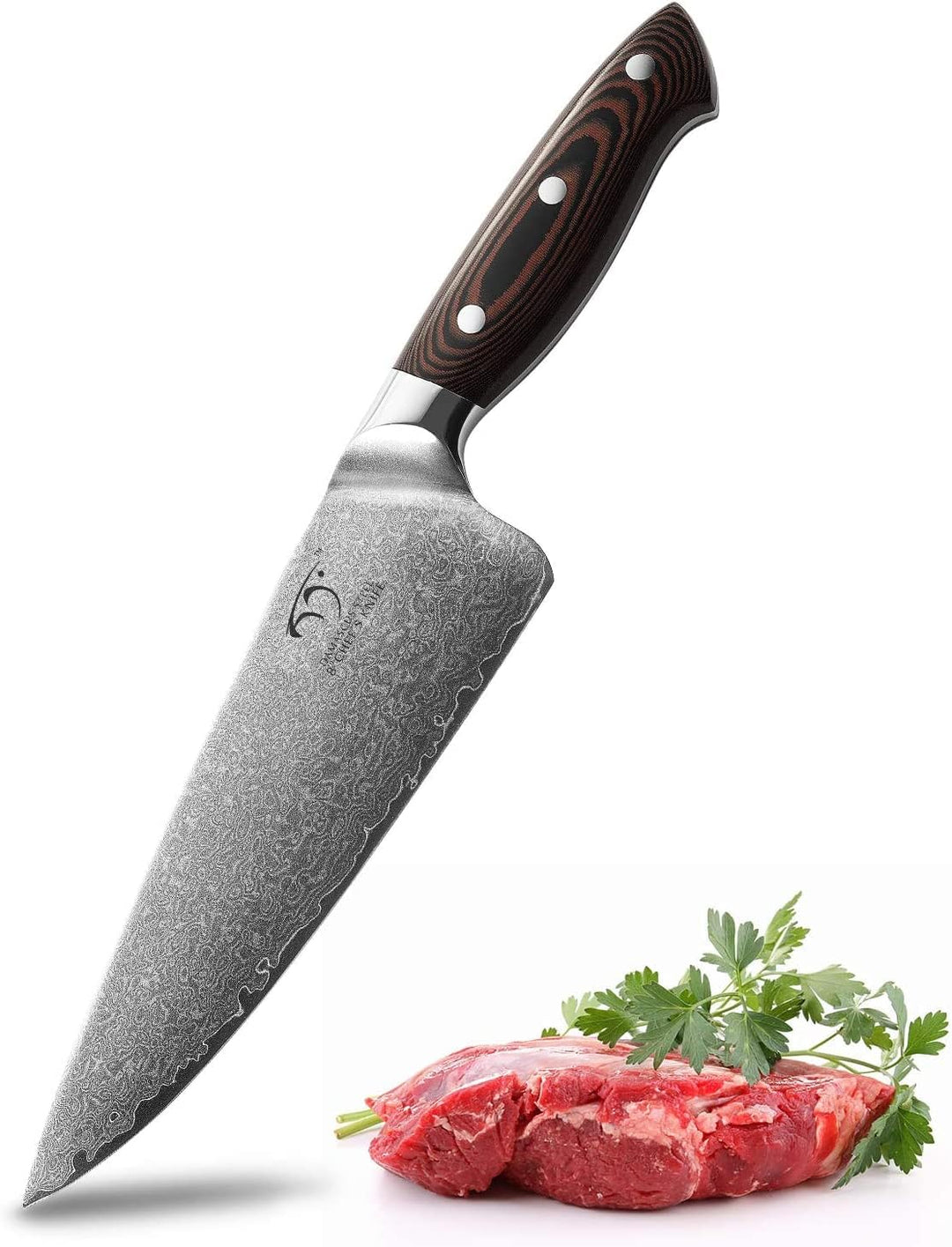 NANFANG BROTHERS Damastkochmesser, 20,3 cm, Profiqualität, Damastmesser Kochmesser 20cm, Damastmesse