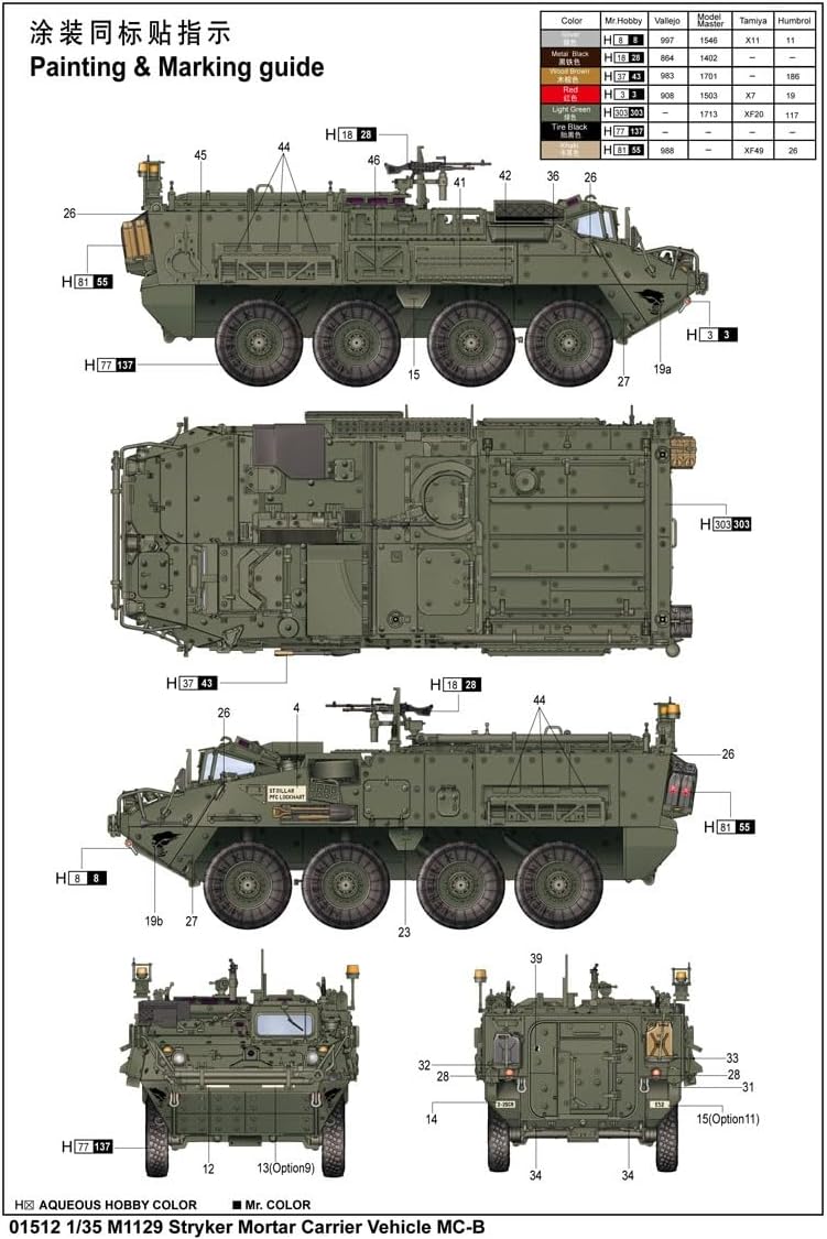 Trumpeter 1512 Modellbausatz M1129 Stryker Mortar Carrier w. 120mm