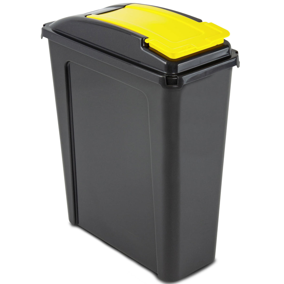 Mülltonne 25 Liter Schwarz-Gelb, Mülleimer Küche, Mülltrennsystem, Abfalleimer Küche, Trash Bin, Mis