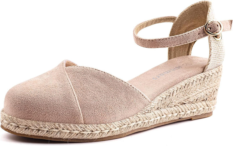 Hitmars Espadrilles Keilsandalen Damen Elegant 6 CM Grösse EU 36-43 Sandalen 01 Beige 38 EU, Sandale