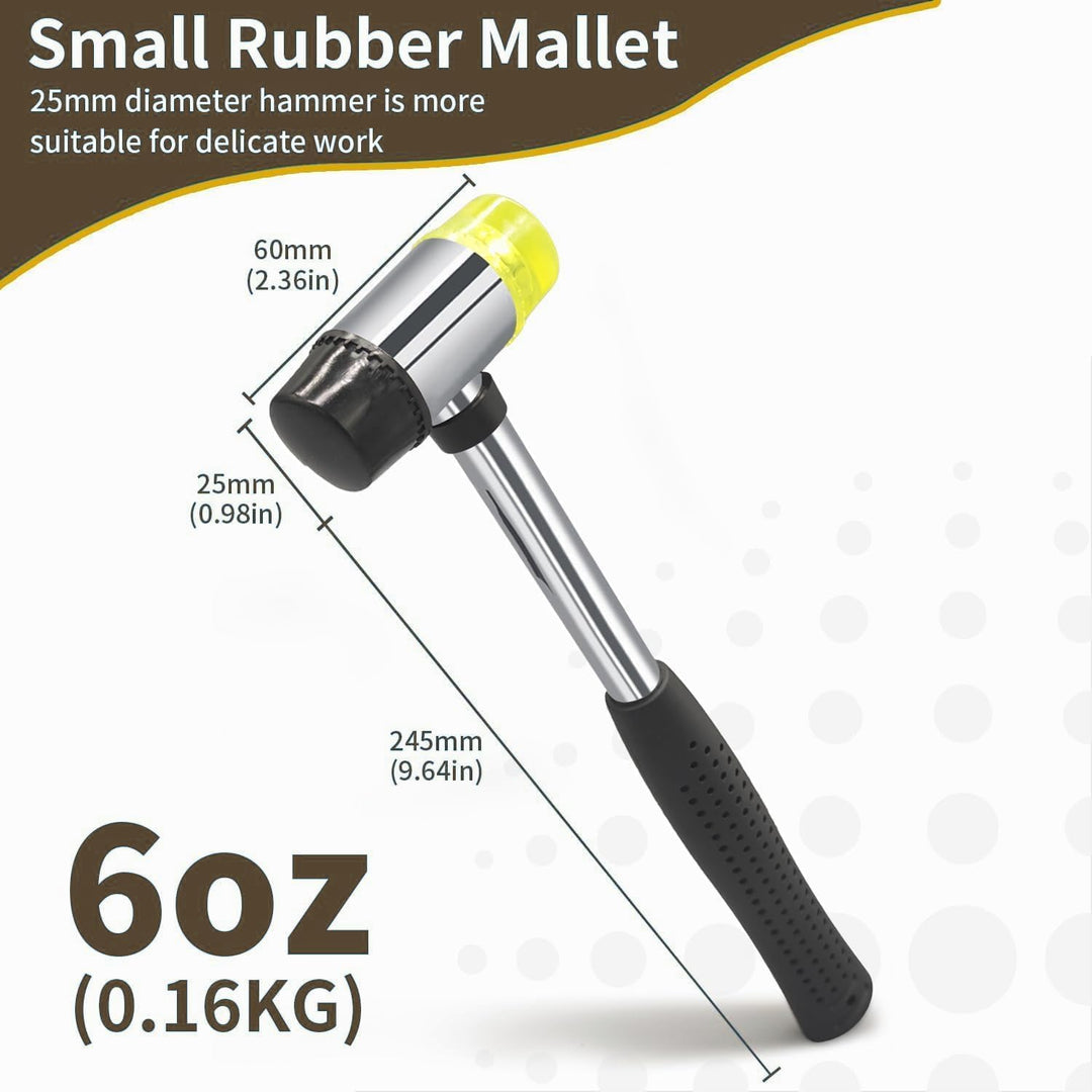 BOOSDEN Doppelkopf Gummihammer, 25 mm Mini Gummihammer mit Rutschfestem Gummigriff für Leder, Holz,