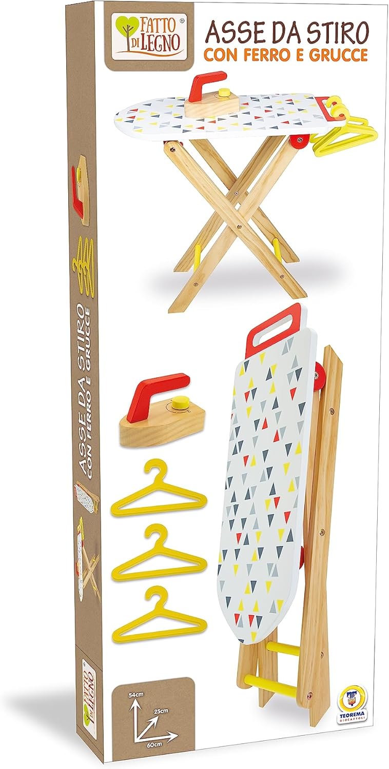 TEOREMA 40653 Bügelbrett aus Holz mit Zubehör, Höhe 55 cm