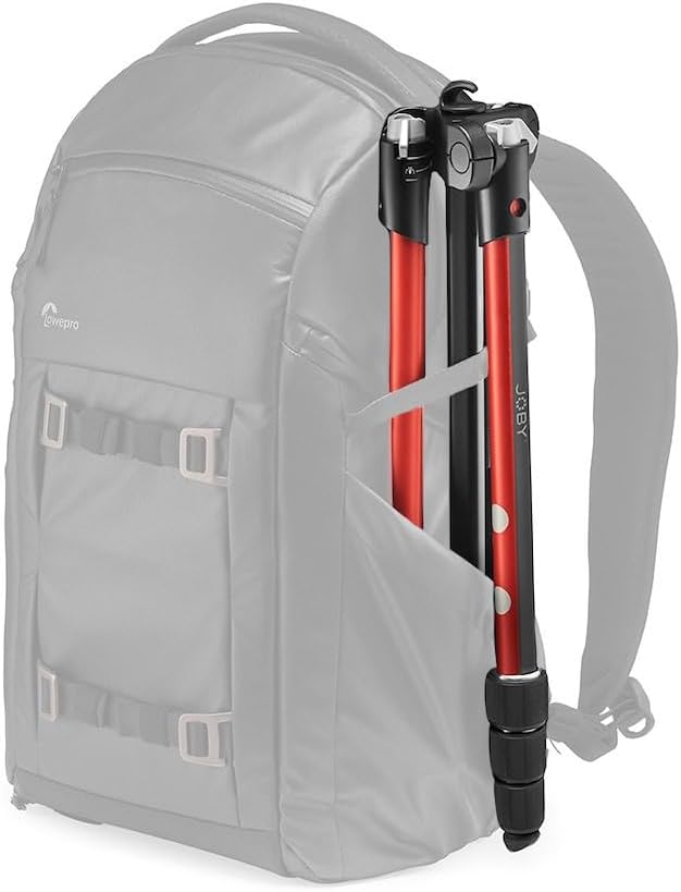 JOBY RangePod, rotes Alu-Reisestativ für Kamera/Smartphone mit Kugelkopf, Smartphone-Klemme und Tasc