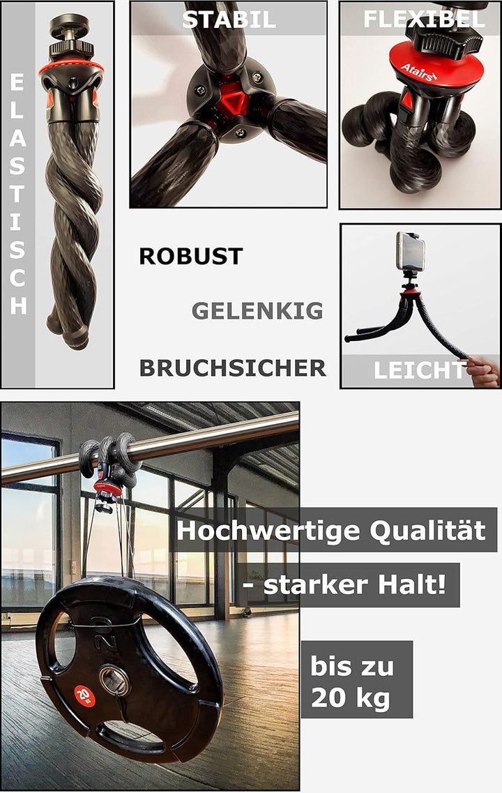 Atairs Handy Stativ für Smartphone mit Fernauslöser - Flexibles Reisestativ für Kamera, DSLR, Action