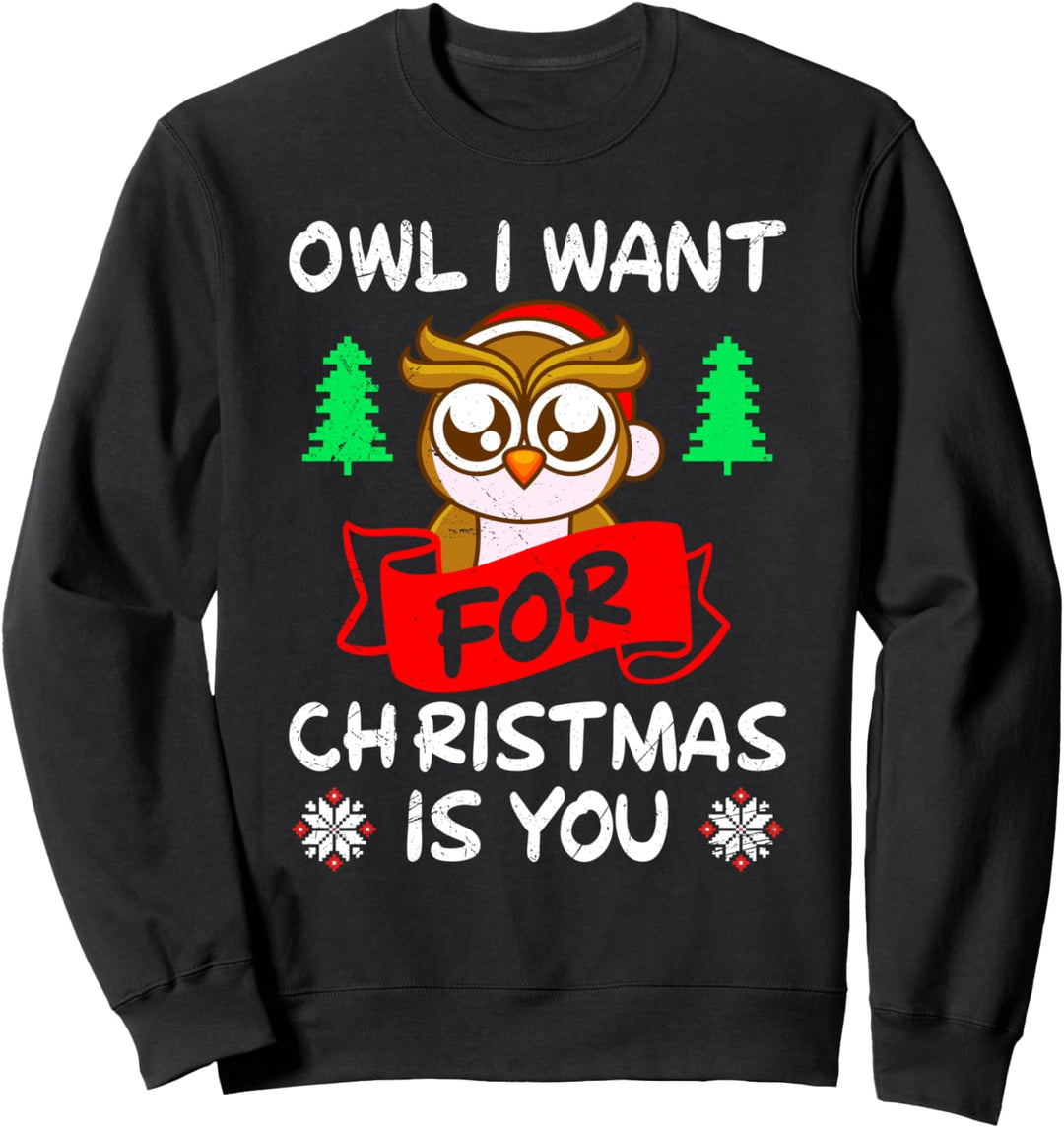 Owl i want for Christmas is you Eule Weihnachten Sweatshirt