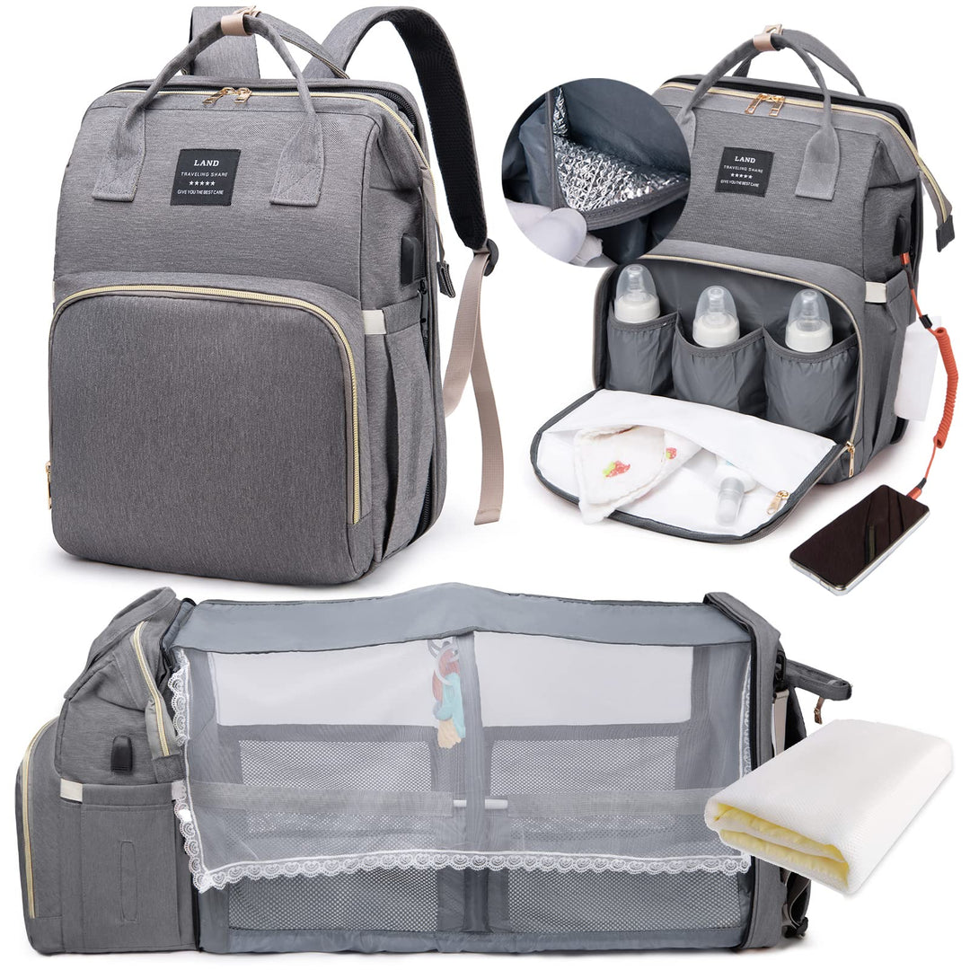 LEcylankEr Wickelrucksack mit Babybett - Grosse Wickeltasche Rucksack mit Wickelauflage & Isoliertas