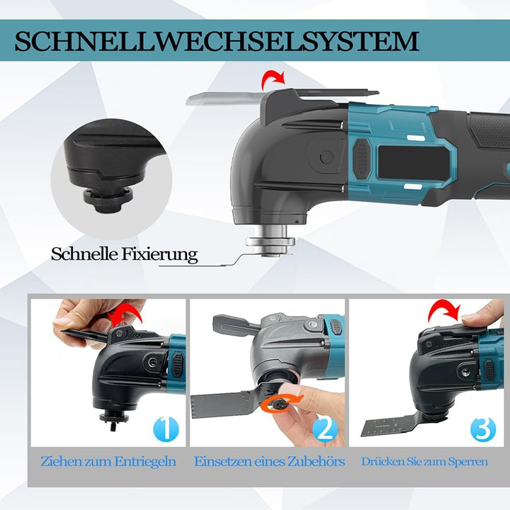 Multifunktionswerkzeug Akku für Makita 18V Akku, Bürstenlos Oszillierwerkzeug mit 2 x 3.0AH Akku und
