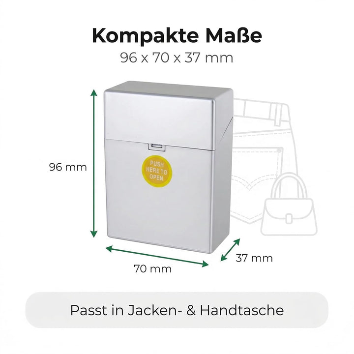 Zigarettenetui für 30 Zigaretten Box mit Klick Zigarettenbox metallic Farben Auswahl (alle 6 Boxen w