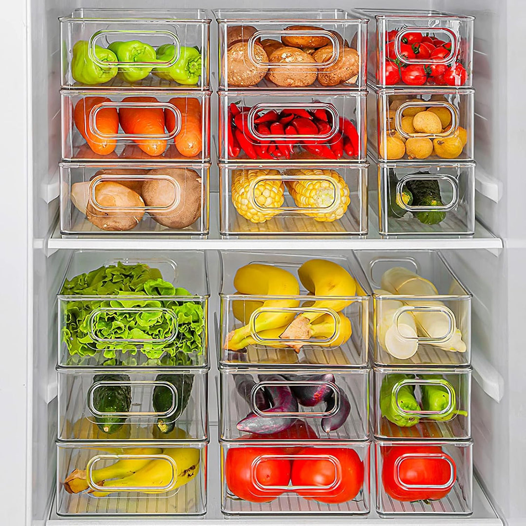 Diwoker Kühlschrank Organizer Stapelbar, Aufbewahrungsbox Küche Organizer, Speisekammer Vorratsbehäl