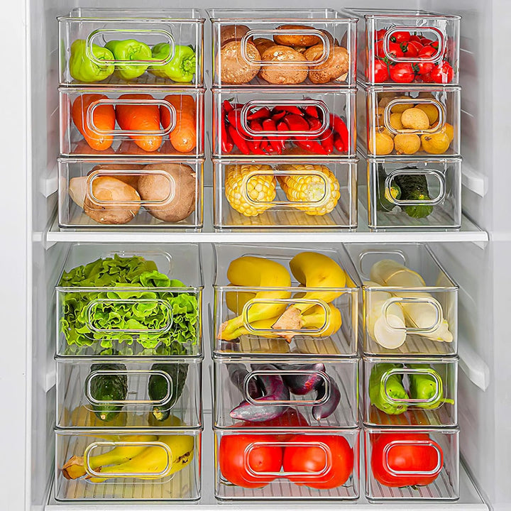 Diwoker Kühlschrank Organizer Stapelbar, Aufbewahrungsbox Küche Organizer, Speisekammer Vorratsbehäl