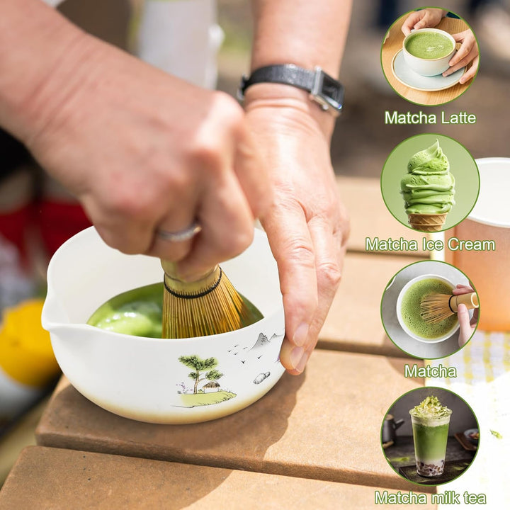 5 in 1 Matcha Set Japanisches Matcha Tee Set mit Matcha Besen, Matcha Schale mit Ausgiesser, Matcha