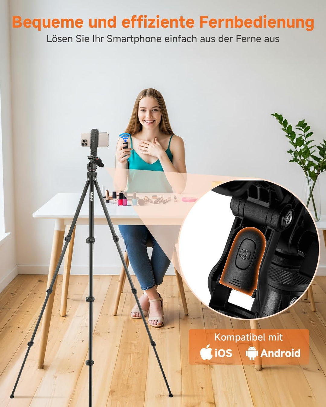 Rollei Compact Creator Stativ Kamera, 152cm Reisestativ aus Aluminium Leicht & Platzsparend Fotostat