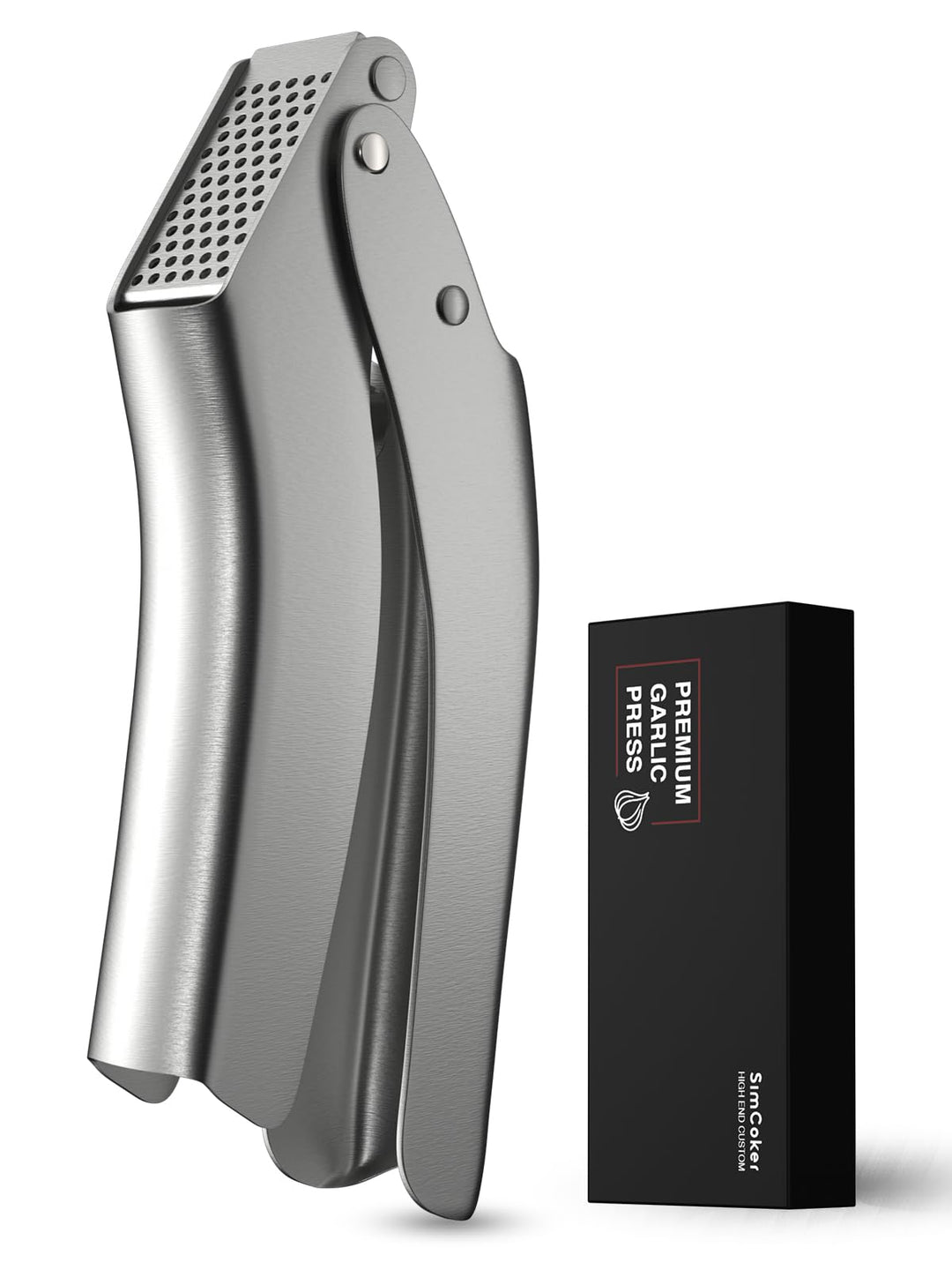 SimCoker Premium Knoblauchpresse, 304 Edelstahl, Kein Schälen Nötig, Spülmaschinenfest, Garlic Press