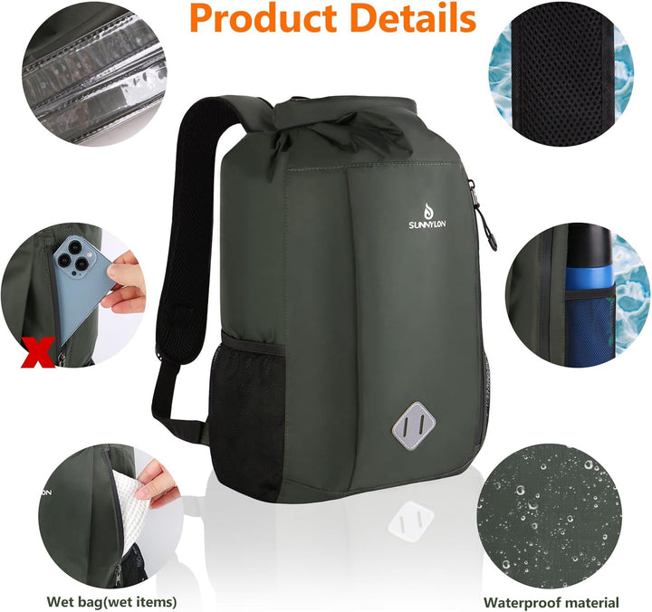 Dry Bag Rucksack,20L IPX8 wasserdichte Rucksack Rolltop mit Handyhülle,Wasserfester Tasche Schwimmen
