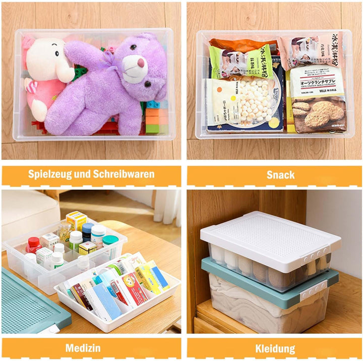 Aufbewahrungsboxen mit Deckel für Bausteine, Spielzeugkiste mit Abnehmbares Tablett und Bauplatte, S