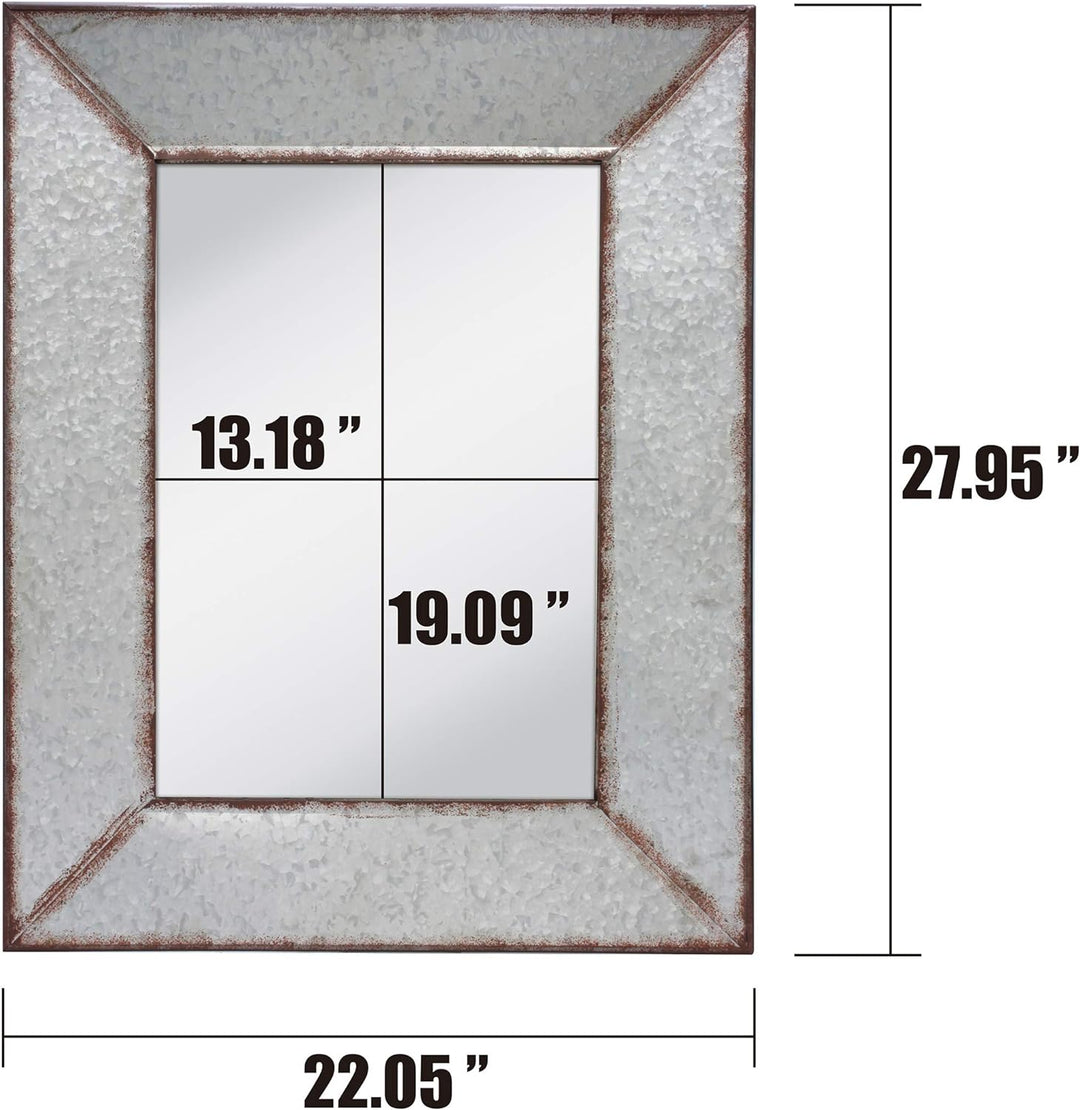 Stonebriar Rustic 28" x 22" Rectangle Galvanized Metal Frame Hanging Wall Mirror