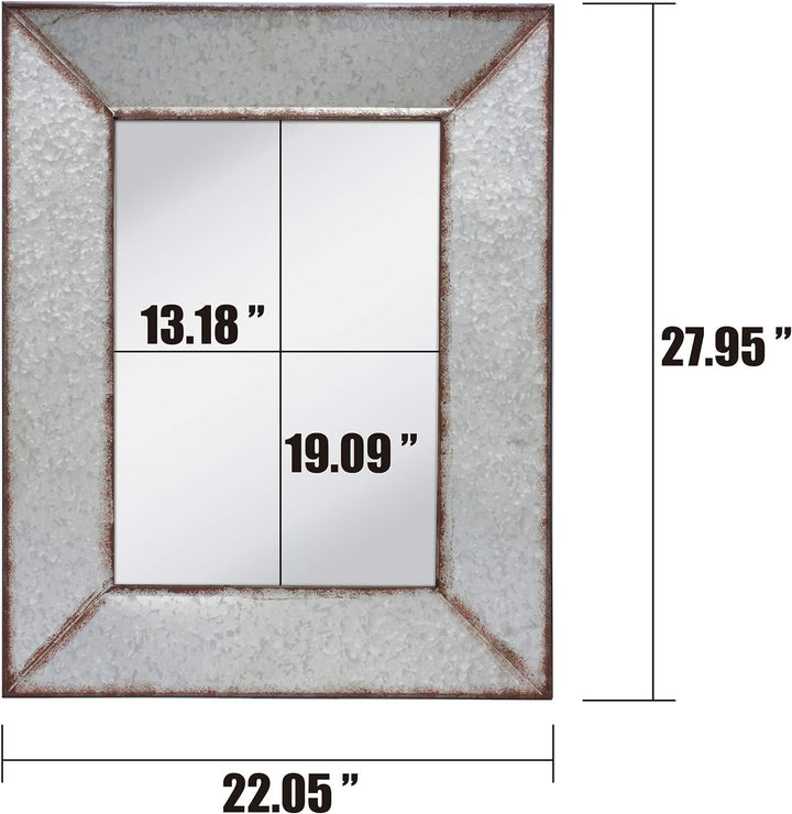 Stonebriar Rustic 28" x 22" Rectangle Galvanized Metal Frame Hanging Wall Mirror