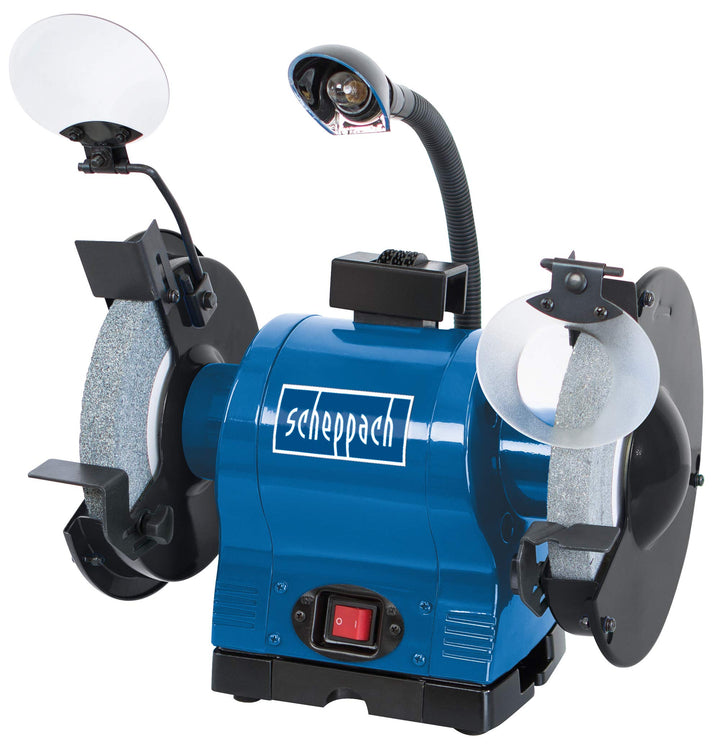 Scheppach Profi Doppelschleifer BG200 mit Induktionsmotor und Arbeitslampe | 230V 550W - Ø200 mm Ste