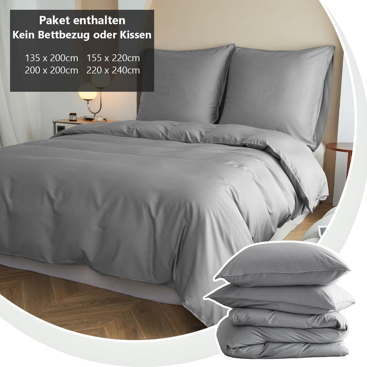 Simple&amp;Opulence Bambus Bettbezug Set, Seidiger und weicher Bettbezug Kühle Bettwäsche Perfekt für Ha