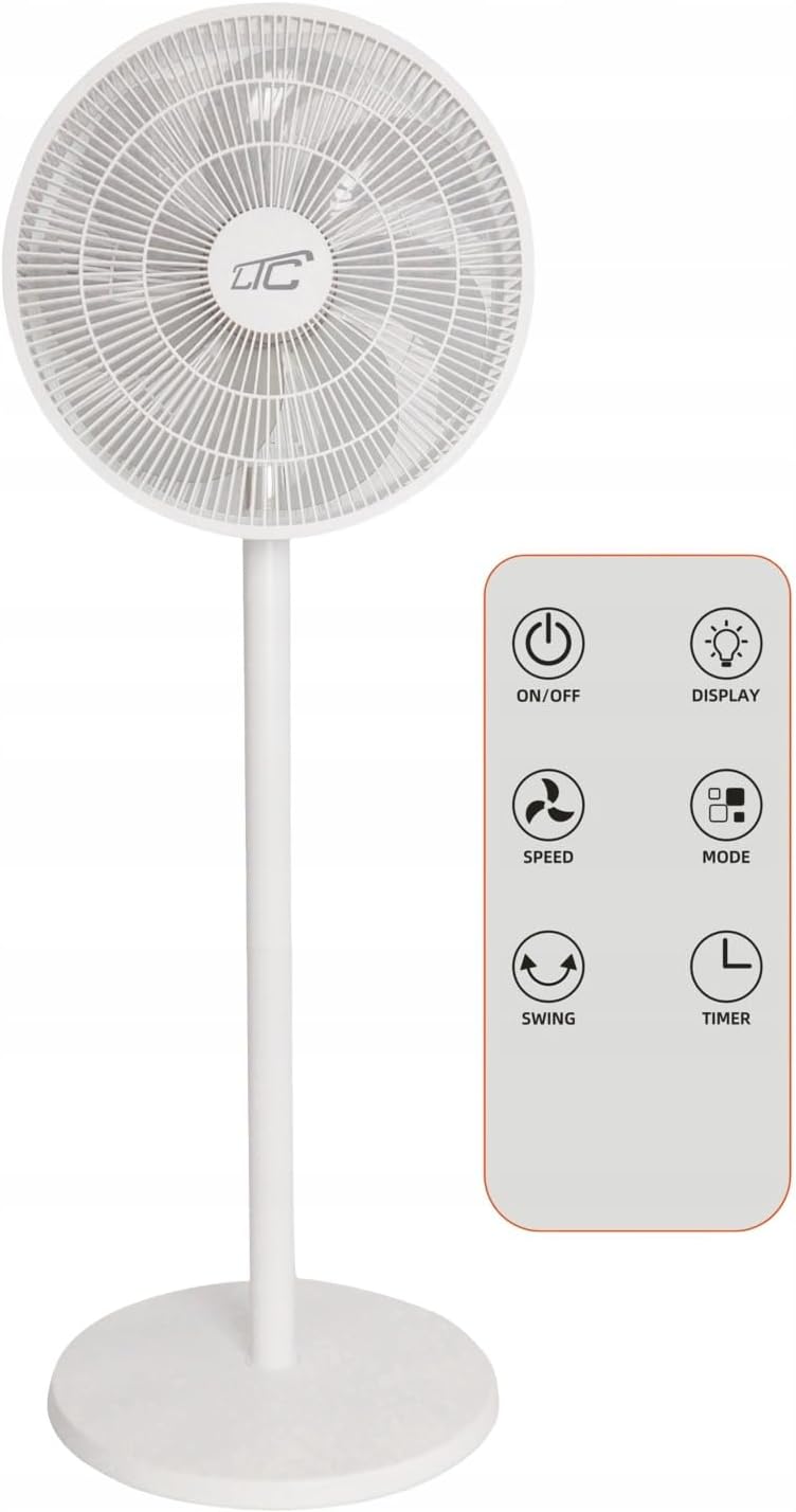 LTC Standventilator Flüsterleise (27dB) mit 15 Flügeln – Leistungsstarker Bodenventilator mit Fernbe