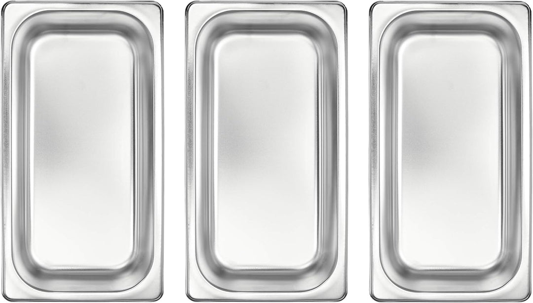Panier-Set aus Edelstahl 3-teilig - 3x Schale zum Panieren 32,5 x 17,5 x 6,5 cm - Schnitzel Fleisch
