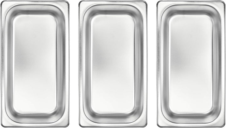 Panier-Set aus Edelstahl 3-teilig - 3x Schale zum Panieren 32,5 x 17,5 x 6,5 cm - Schnitzel Fleisch