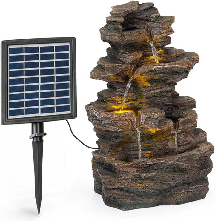 blumfeldt Messina Kaskadenbrunnen Solarbrunnen Gartenbrunnen Zierbrunnen,Solarbetrieb,4 Kaskadenstuf