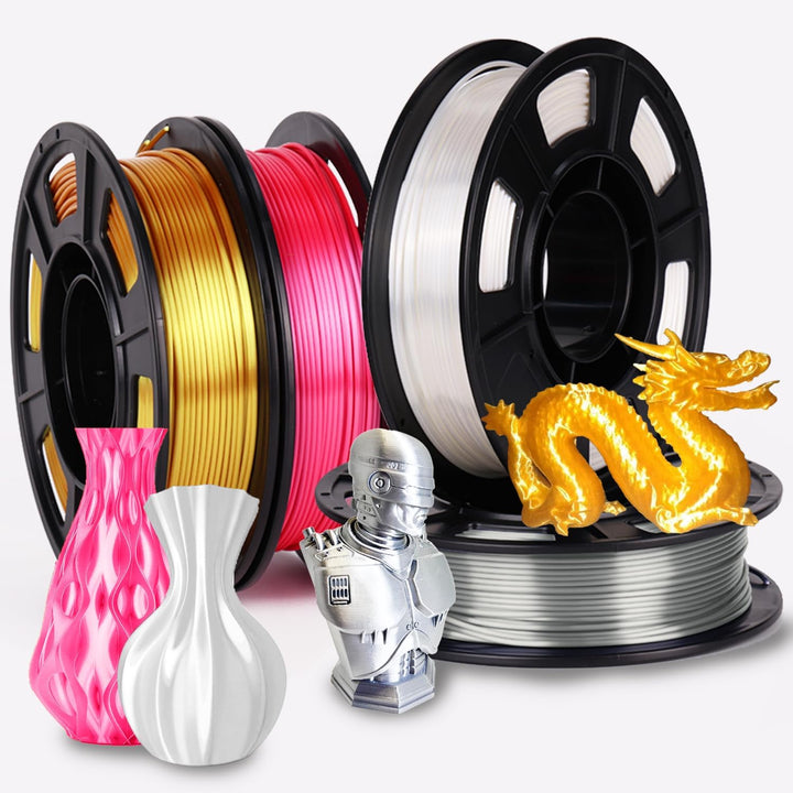 YOUSU 3D-Drucker Filament Bundle - Mehrfarbiges PLA 1,75mm Seidenglanz 4 Farben (Gold, Silber, Rosa,