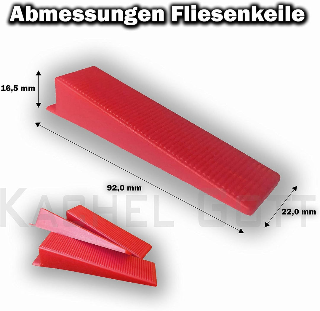 400 Keile - KACHEL GOTT® Fliesen Nivelliersystem - 1,0mm 1,5mm 2,0mm 2,5mm 3,0mm Zuglaschen Zange Ke
