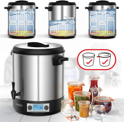 MONZANA® Einkochautomat 28L Digital LCD Display mit Zapfhahn 1800W Timerfunktion Temperatureinstellu