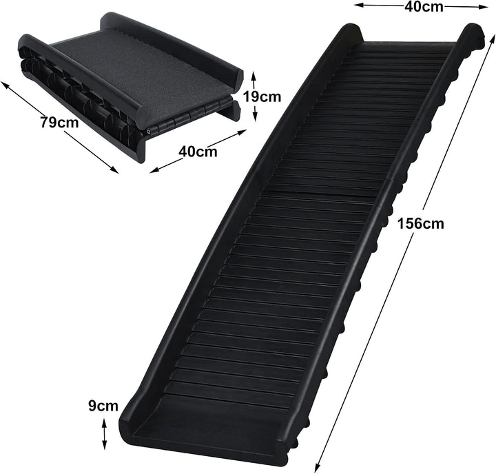 XMTECH Hunderampe Auto klappbar aus Kunststoff – rutschfeste Hunde Rampe 156×40 cm, Rampe Hund für A