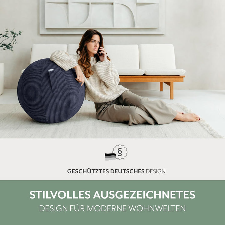 VLUV® BOL VLIP Sitzball Büro Ergonomisch [Atmungsaktiv mit Tragegriff und Wegrollschutz] Waschbarer