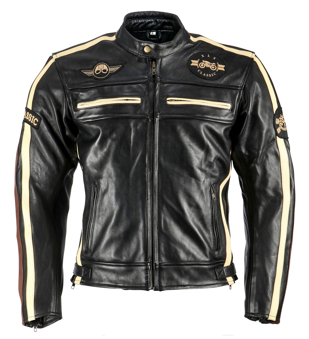 Motorradjacke XLS Classic One für Herren schwarz Retro Bikerjacke herausnehmbares Thermofutter Gröss