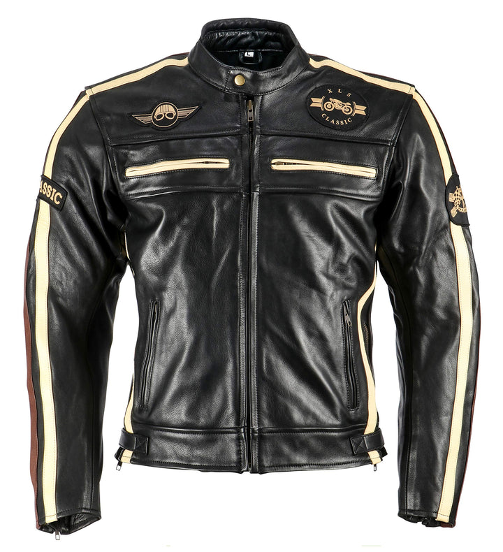 Motorradjacke XLS Classic One für Herren schwarz Retro Bikerjacke herausnehmbares Thermofutter Gröss