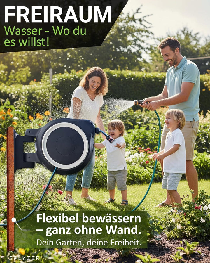 Schlauchbox Halterung zur Bodenmontage – Kompatibel mit GARDENA® Schlauchboxen & Gartenschlauch Trom